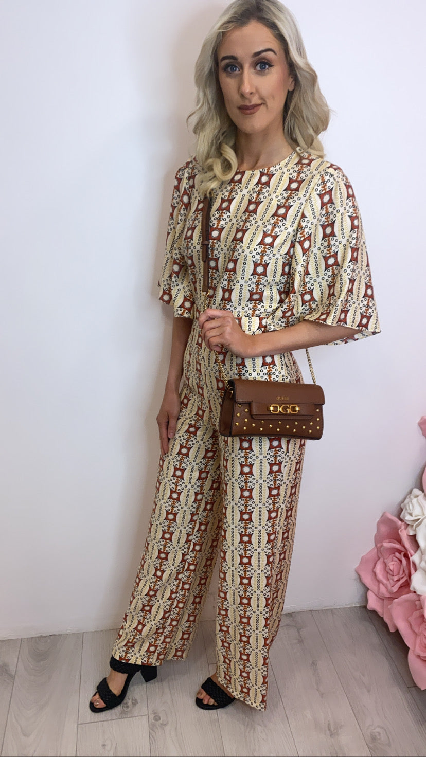 Cleo cream print traffic jumpsuit