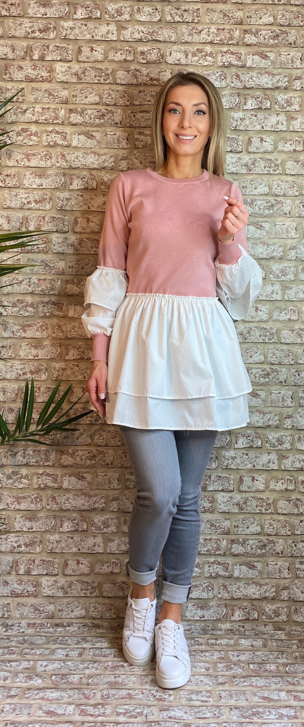 Jessica Blush peplum hem knit
