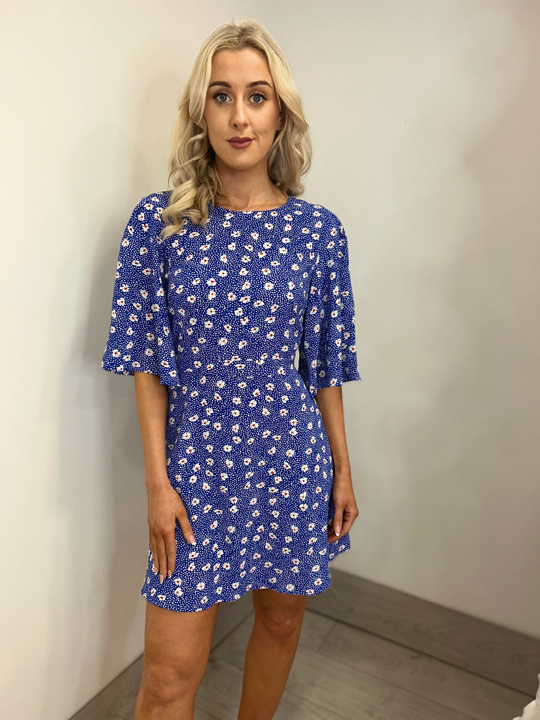 Traffic People Misty blue Ditzy Floral Print Dress