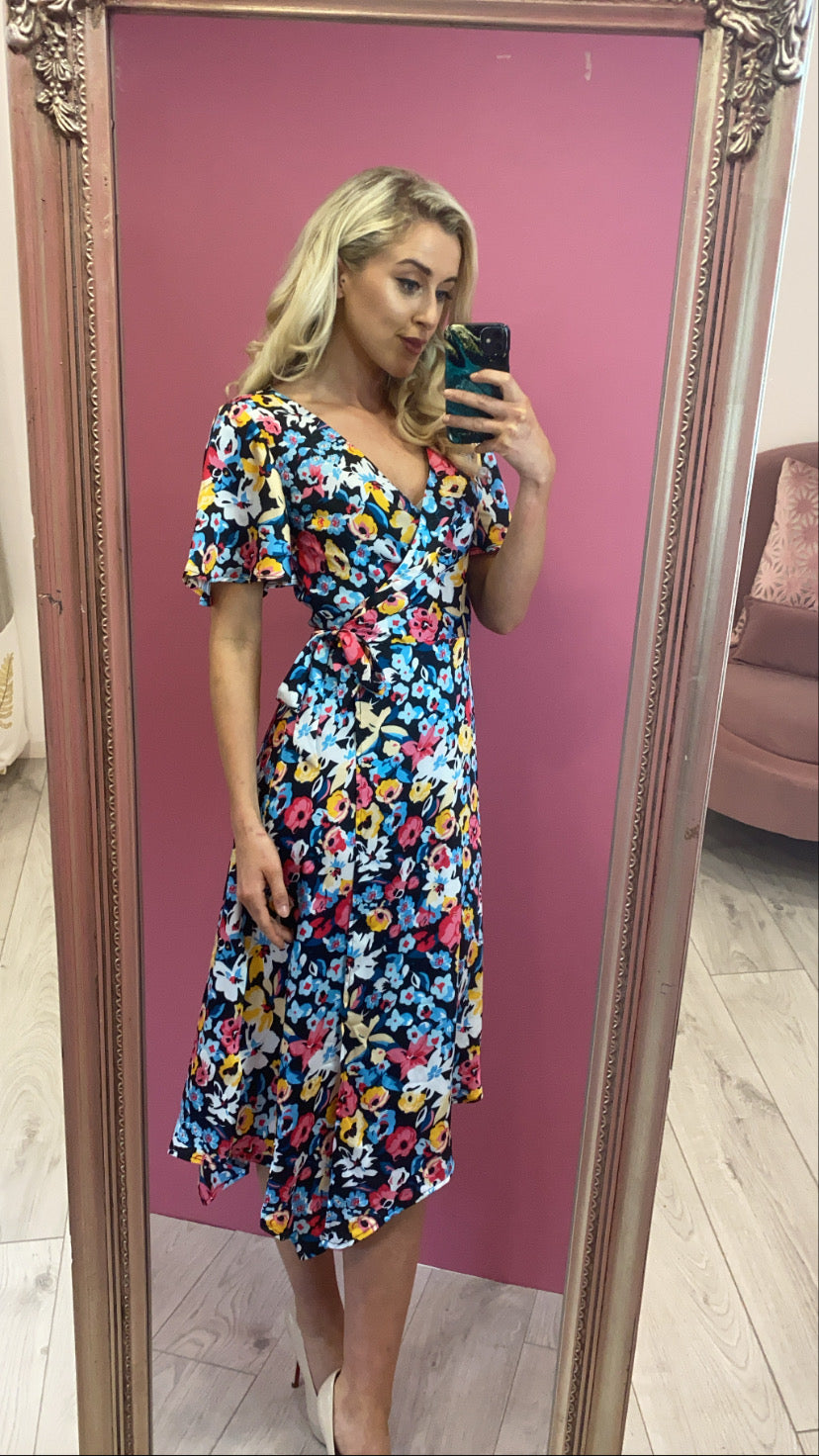 Cait floral print wrap dress