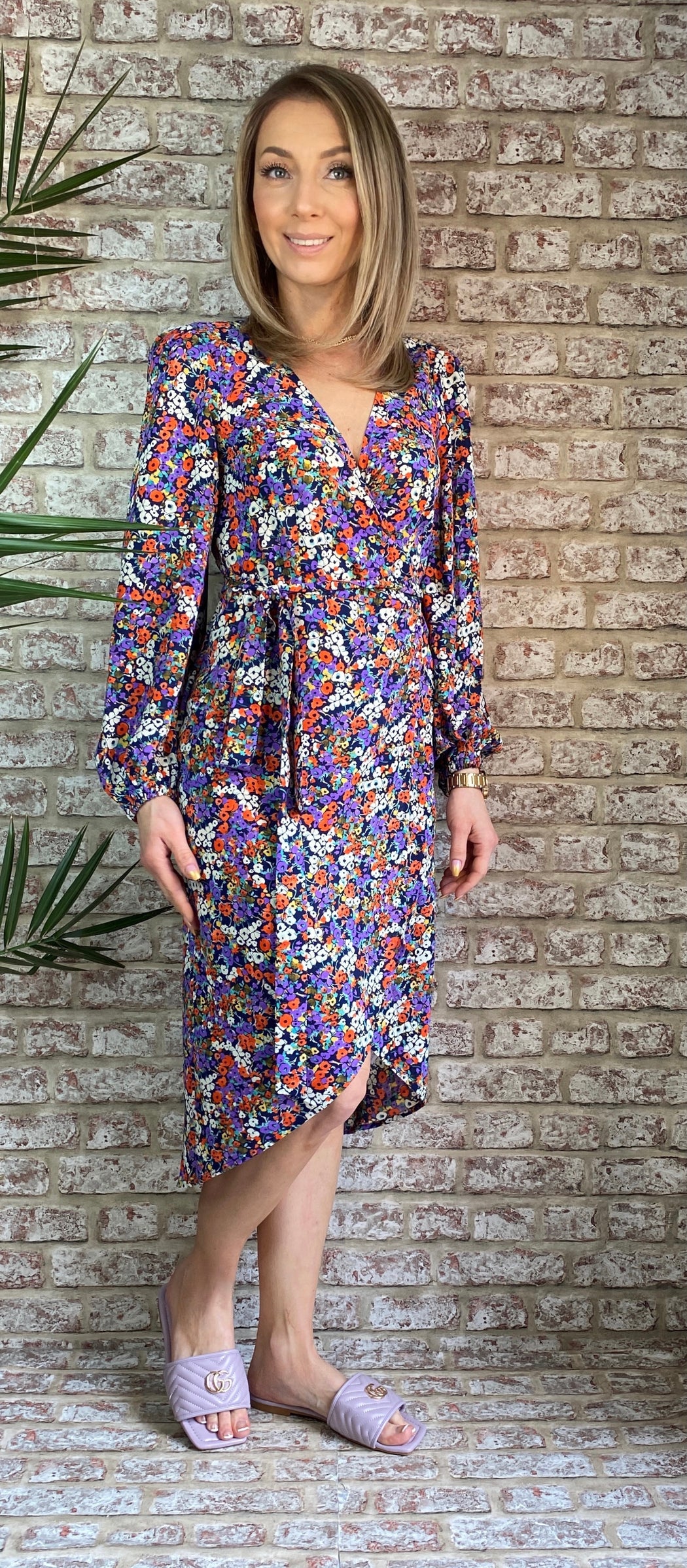 SHRIMP FLORAL DITZY MIDI DRESS traff sale