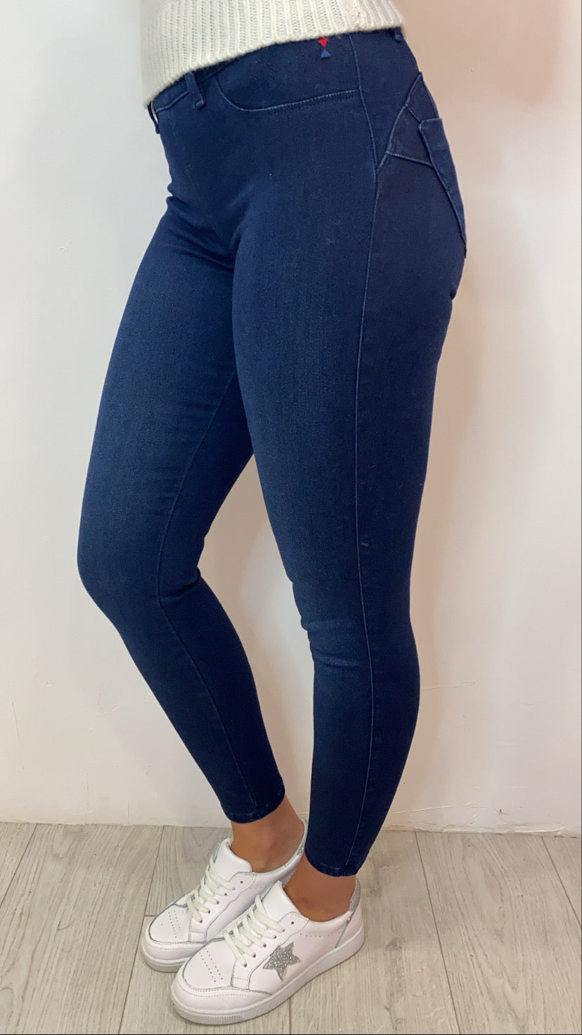 125235 salsa sale Push Up Wonder  dark indigo medium-waisted capri jeggings