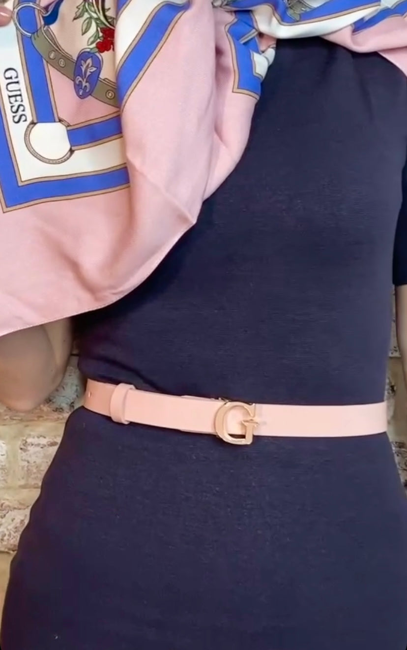 BW7578VIN25 Blush pink guess logo belt
