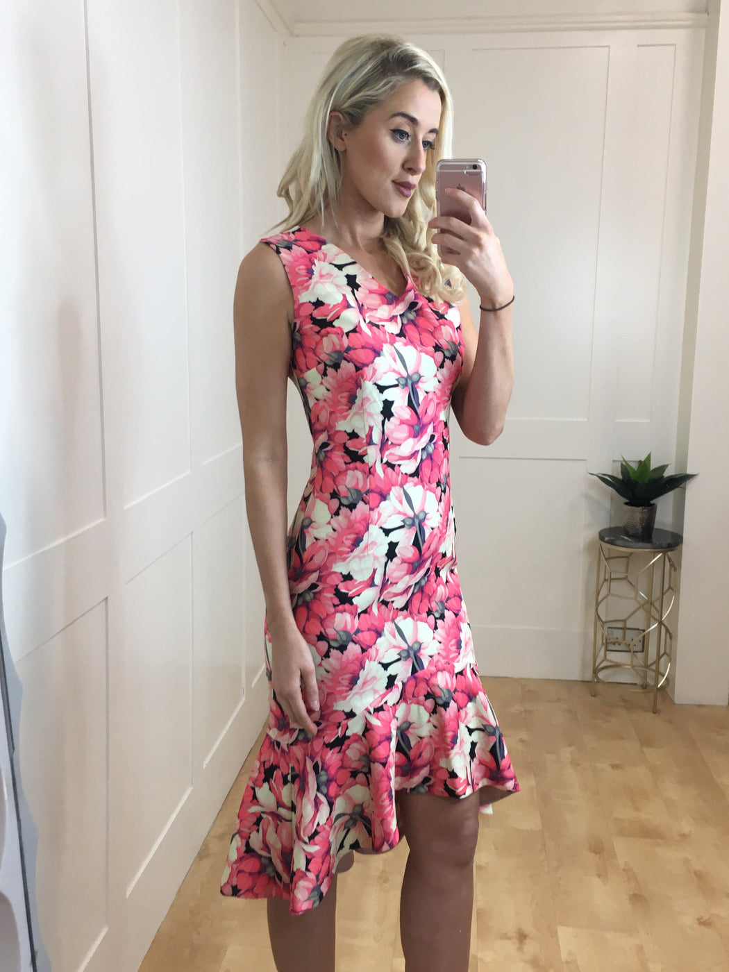 Flora coral floral midi