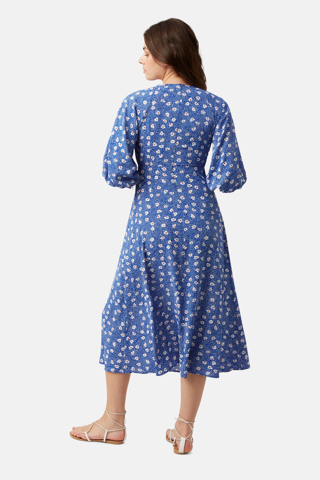 Traffic People Gloria Blue Ditzy Floral Print Midi Dress