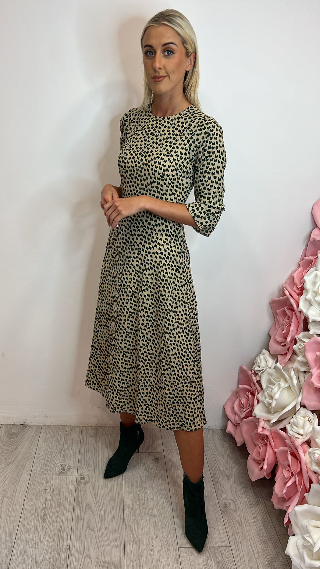 Hush green traffic heart print midi