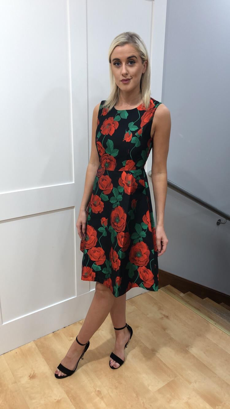 Multi Jacquard Rose Dress