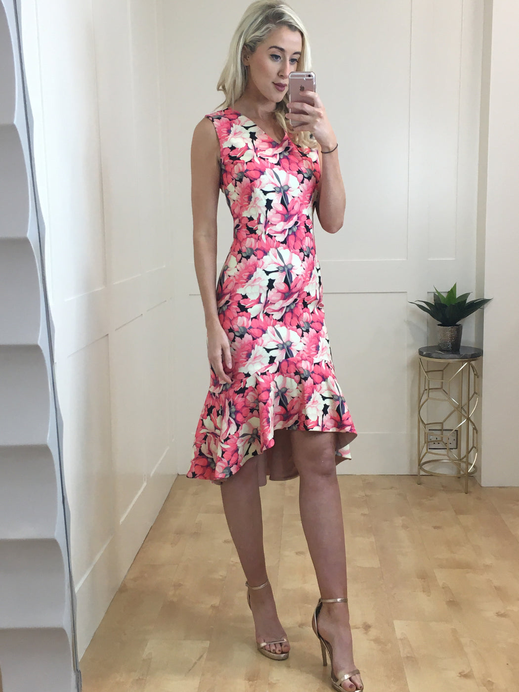 Flora coral floral midi