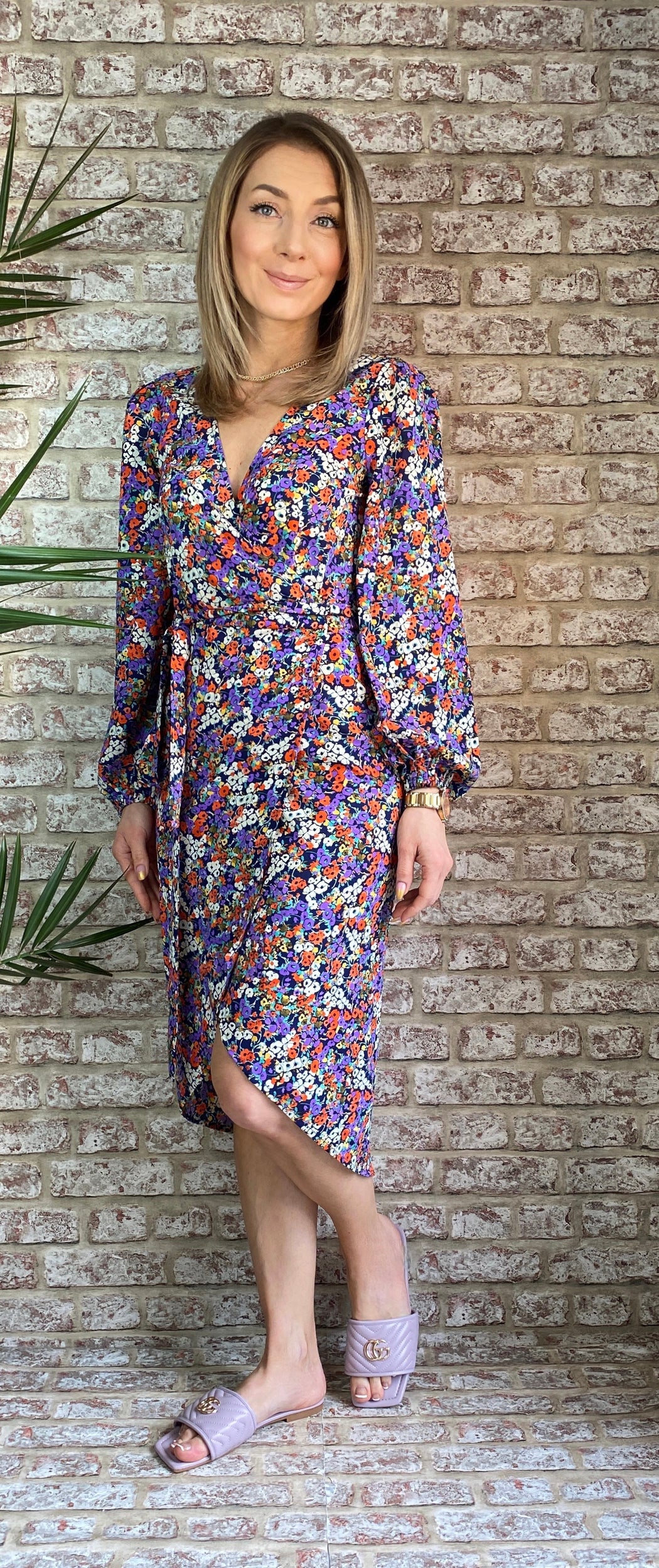 SHRIMP FLORAL DITZY MIDI DRESS traff sale