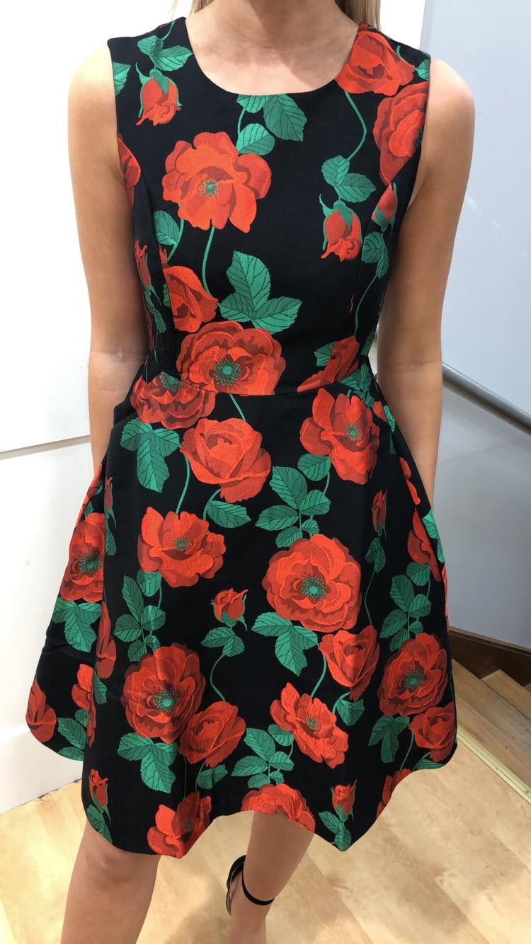 Multi Jacquard Rose Dress