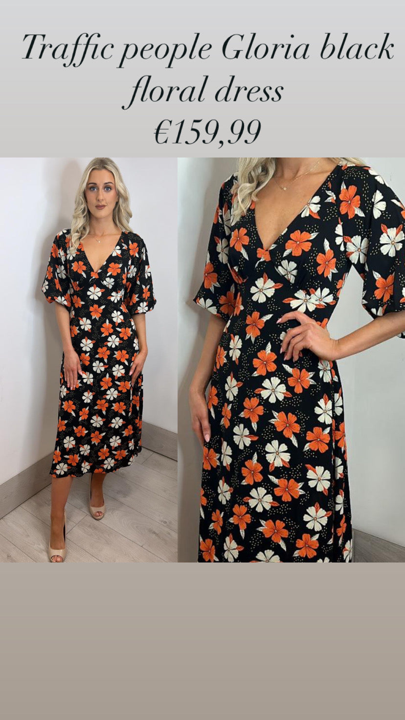 Traffic people Gloria black floral dress