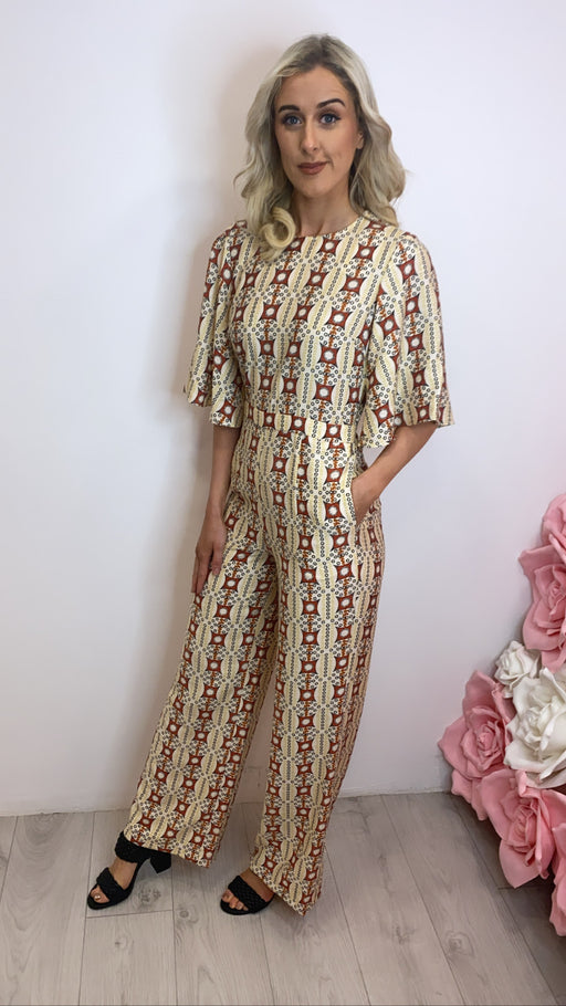 Cleo cream print traffic jumpsuit