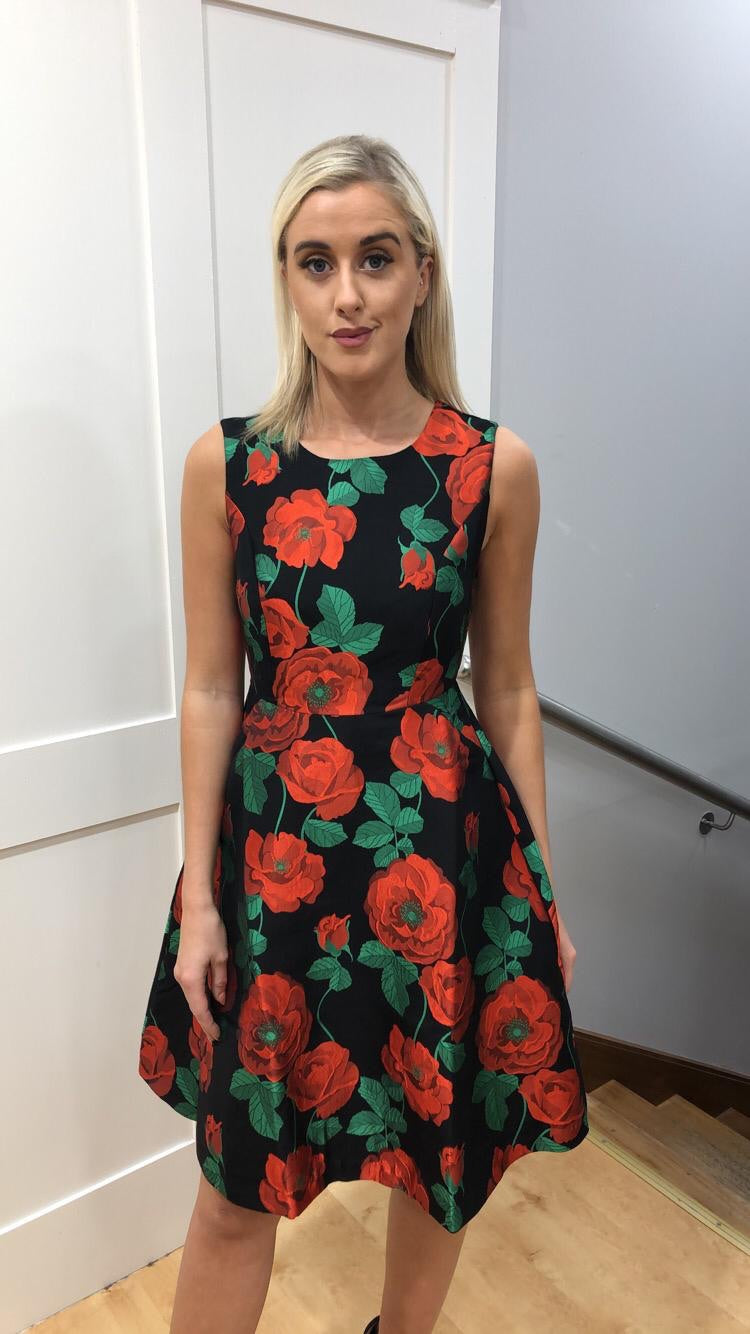 Multi Jacquard Rose Dress
