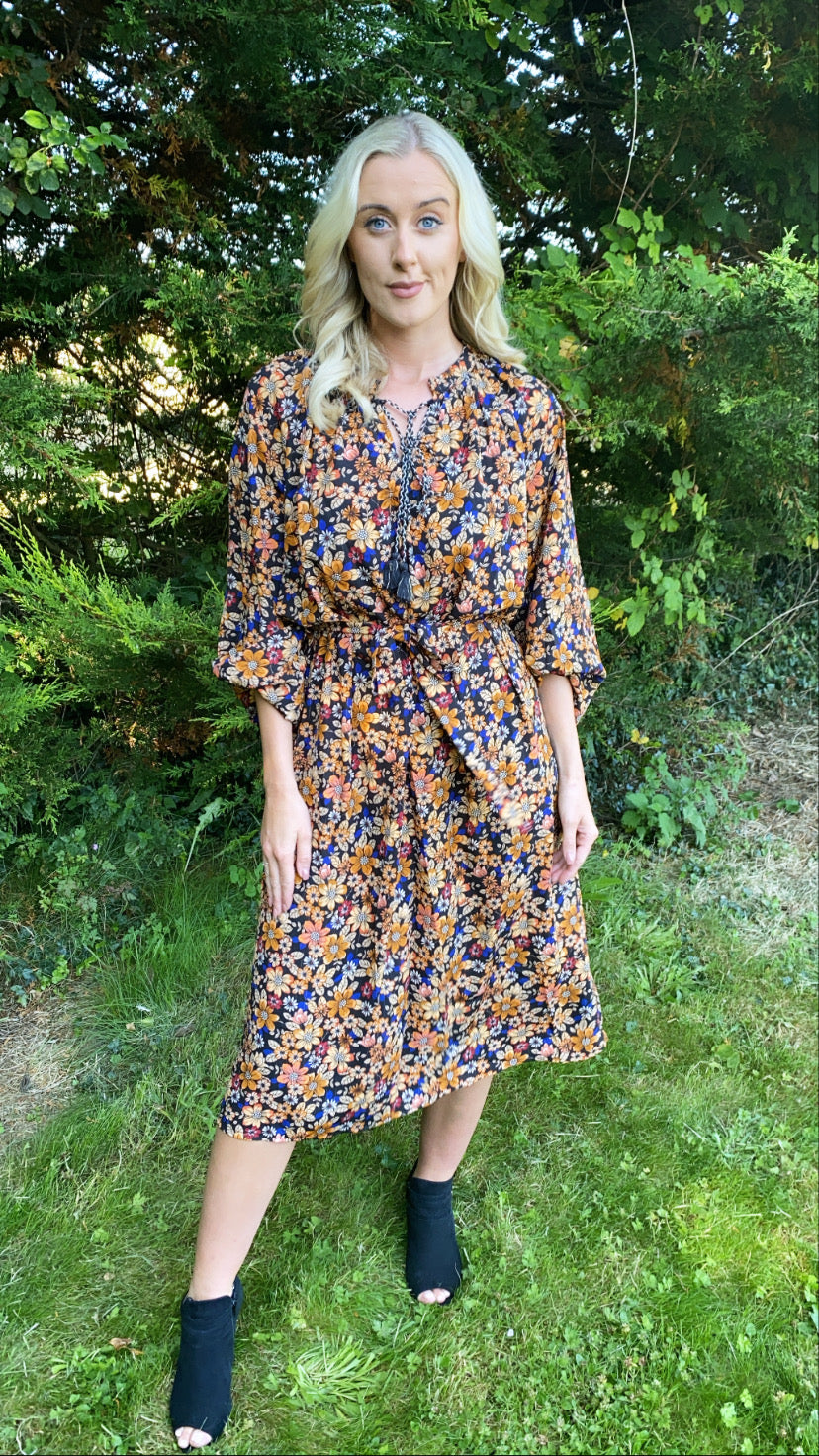 Drew traffic black print dress sale