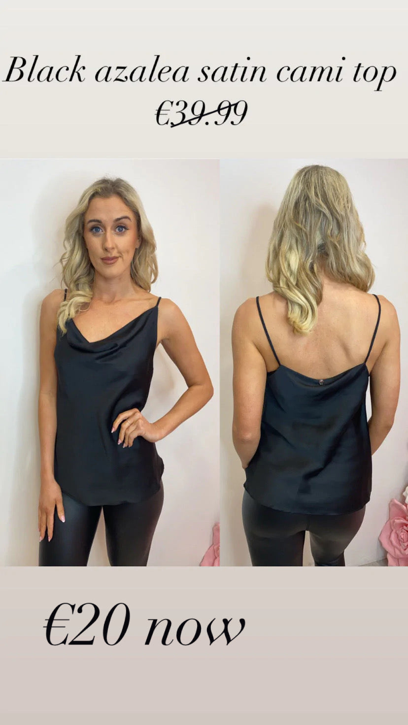 Nero azalea black satin cami top