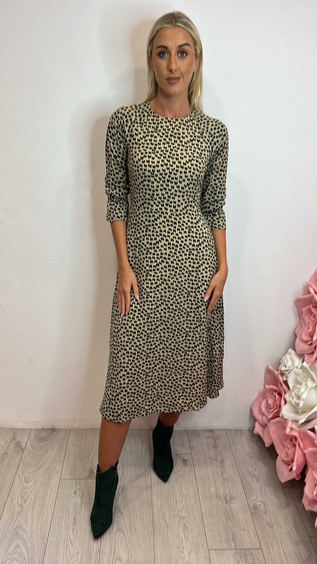 Hush green traffic heart print midi