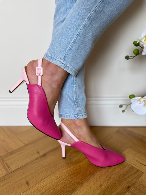 Magenta slide melton heels