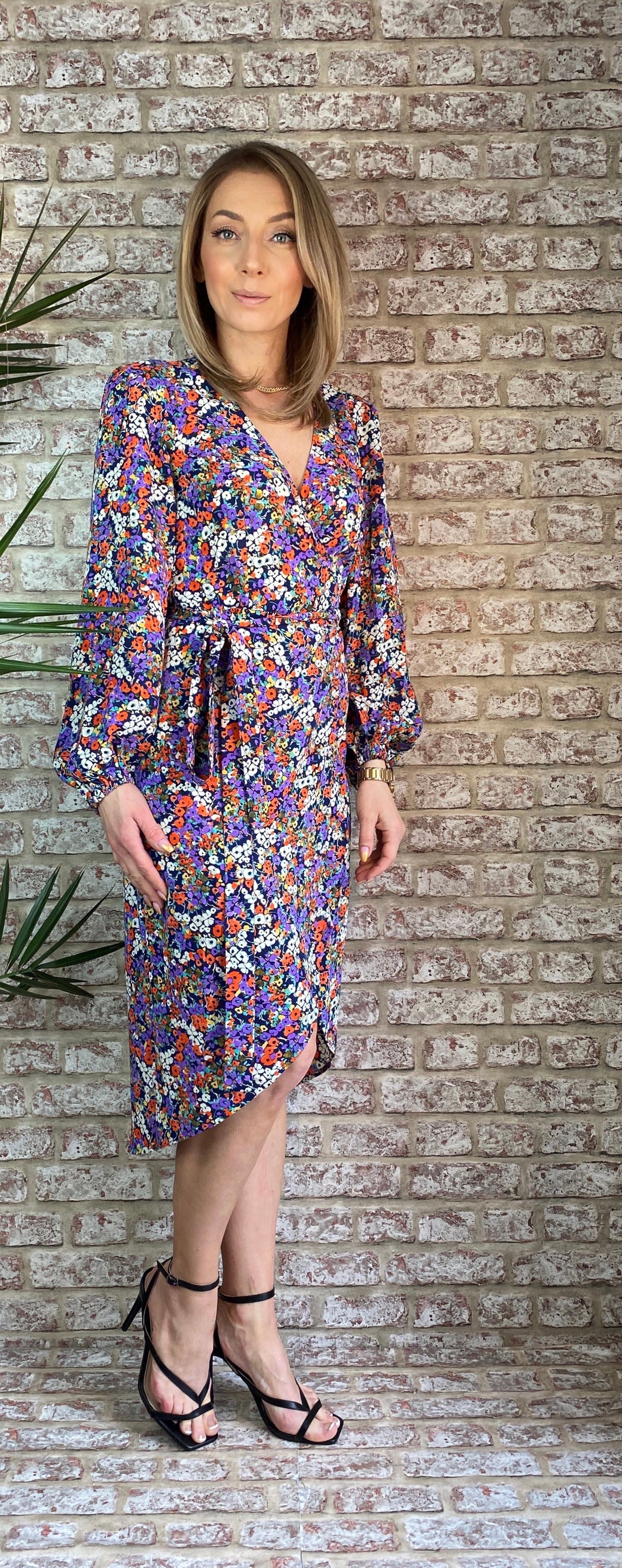 SHRIMP FLORAL DITZY MIDI DRESS traff sale