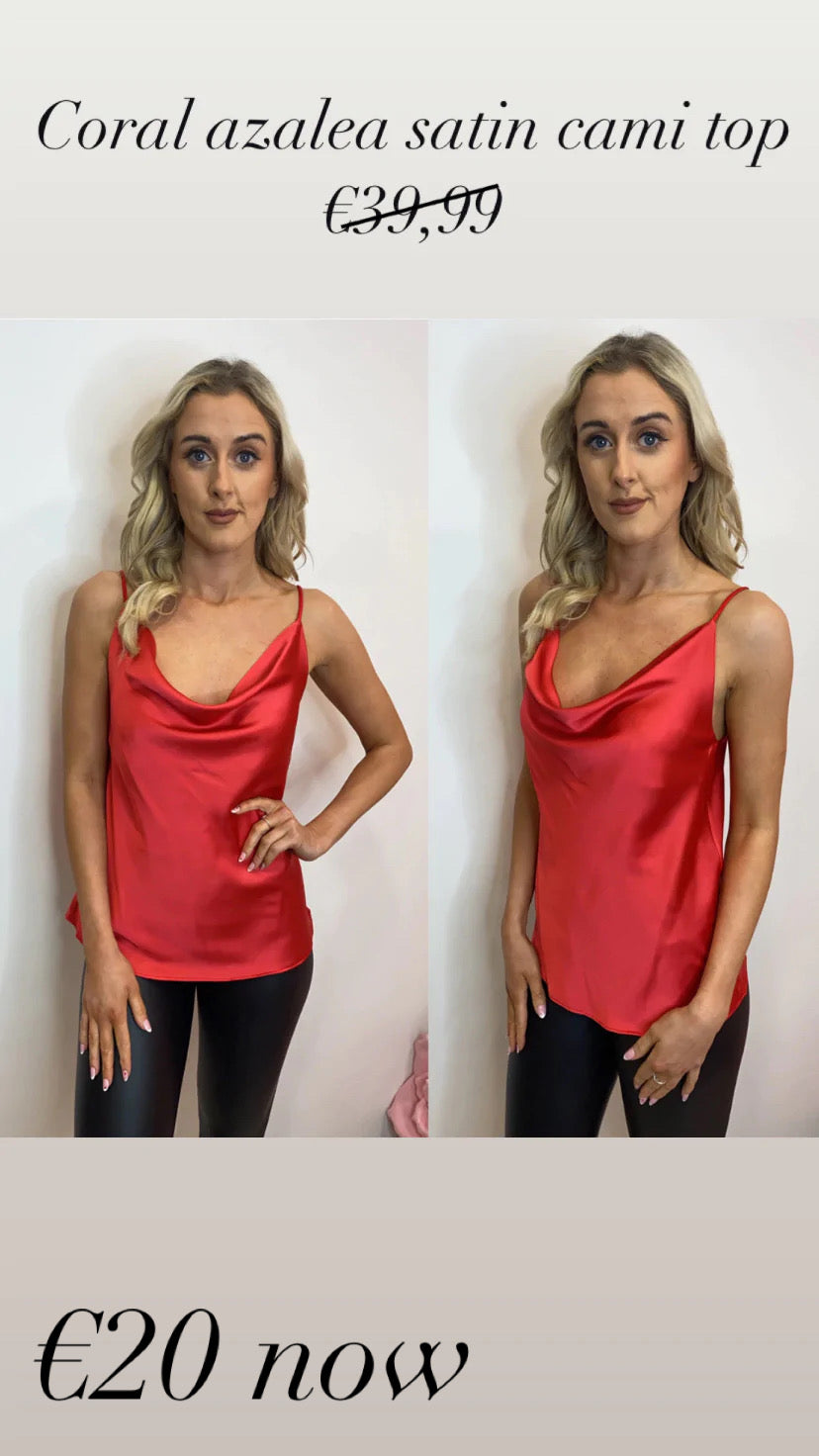 azalea coral satin cami top