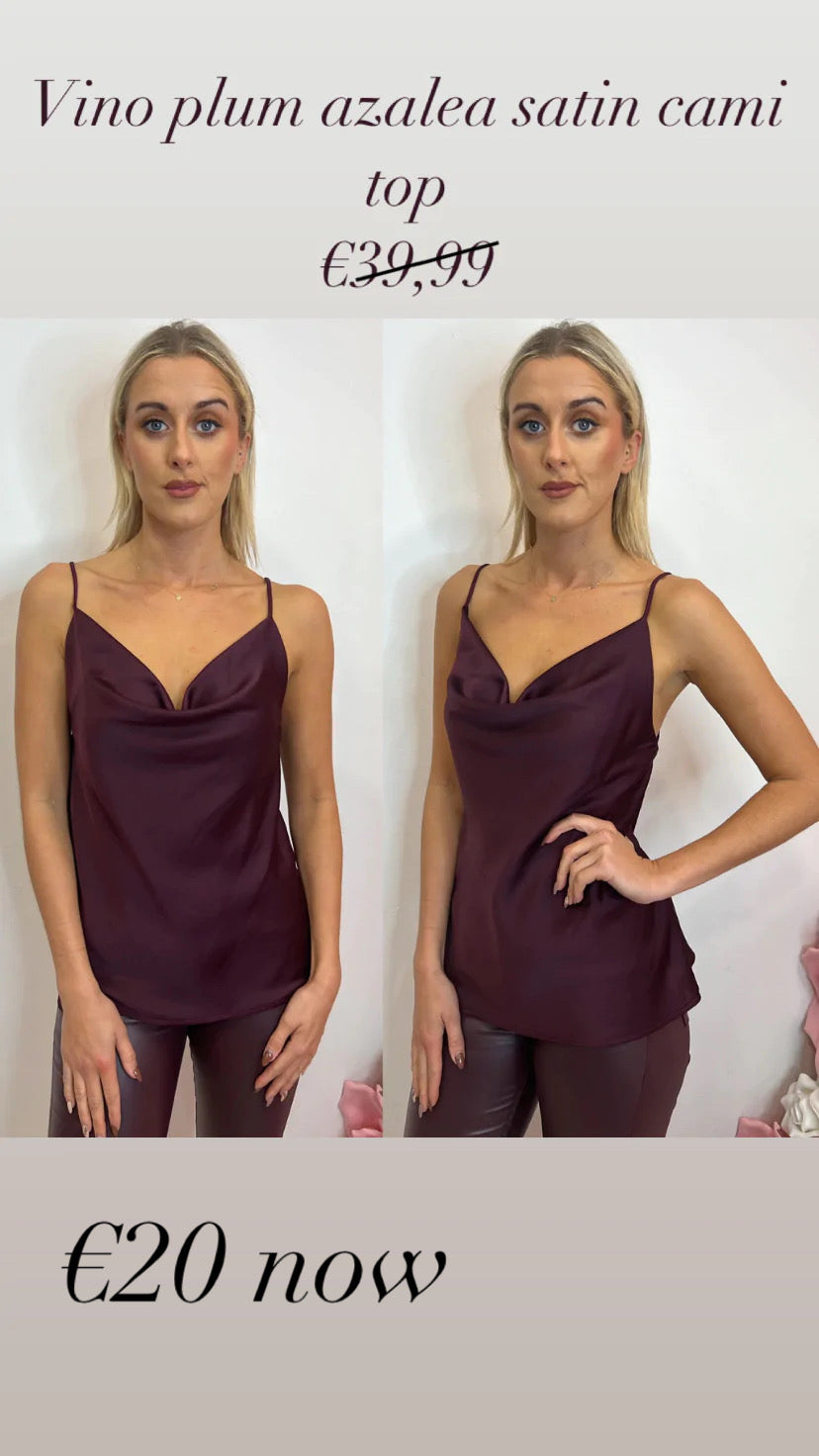 Vino plum azalea satin cami top