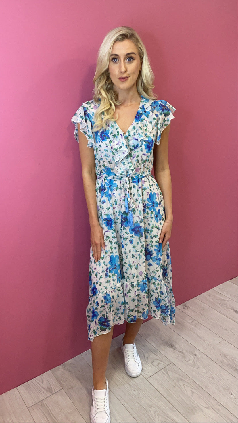 Kate 3516 blue green floral dress