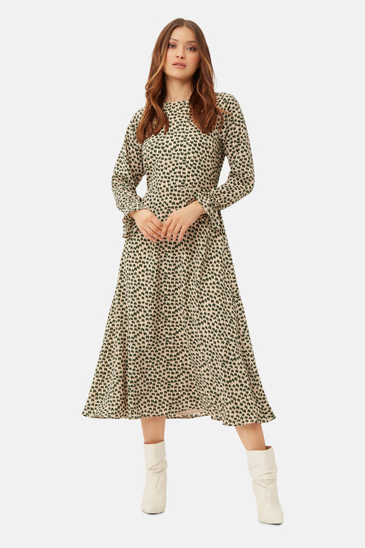 Hush green traffic heart print midi