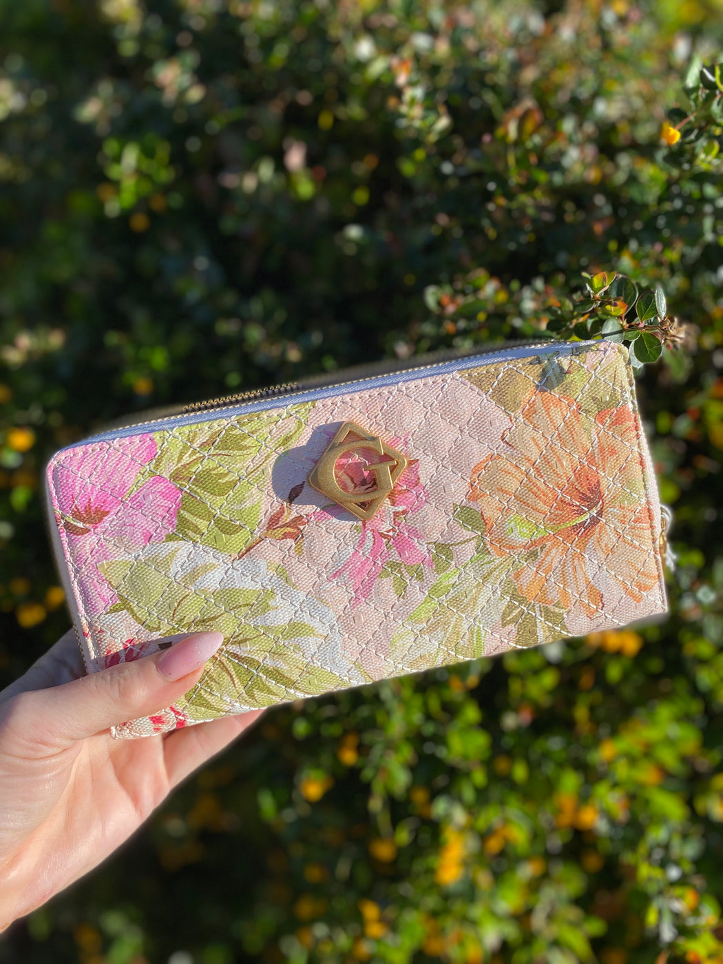 Nerina peach floral organiser wallet