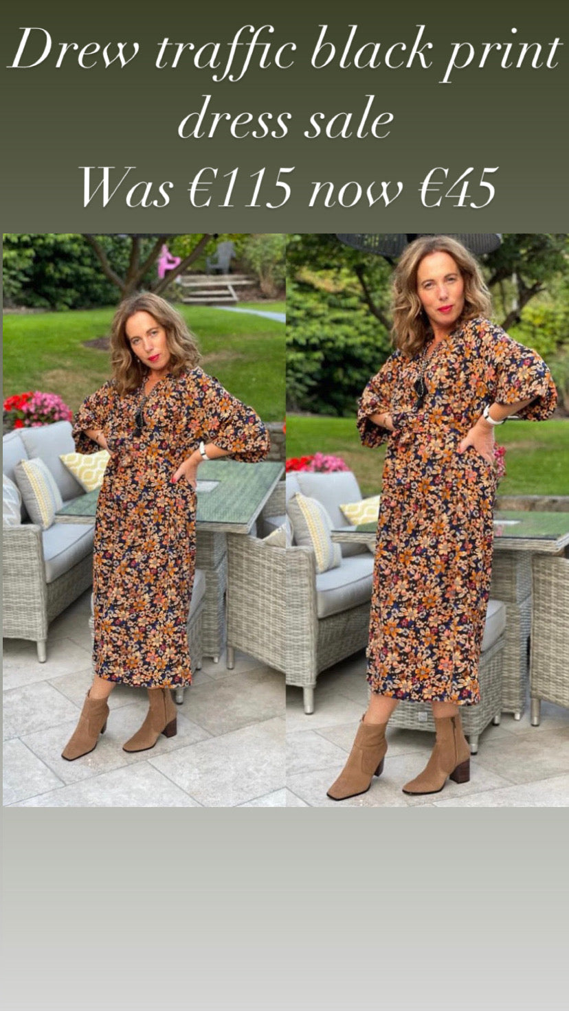 Drew traffic black print dress sale