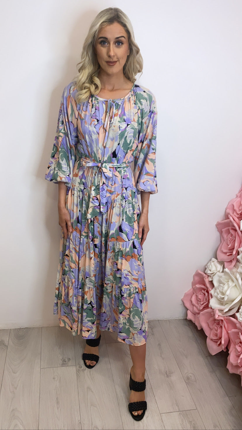 Purple peach Woodstock traffic Boho style dress