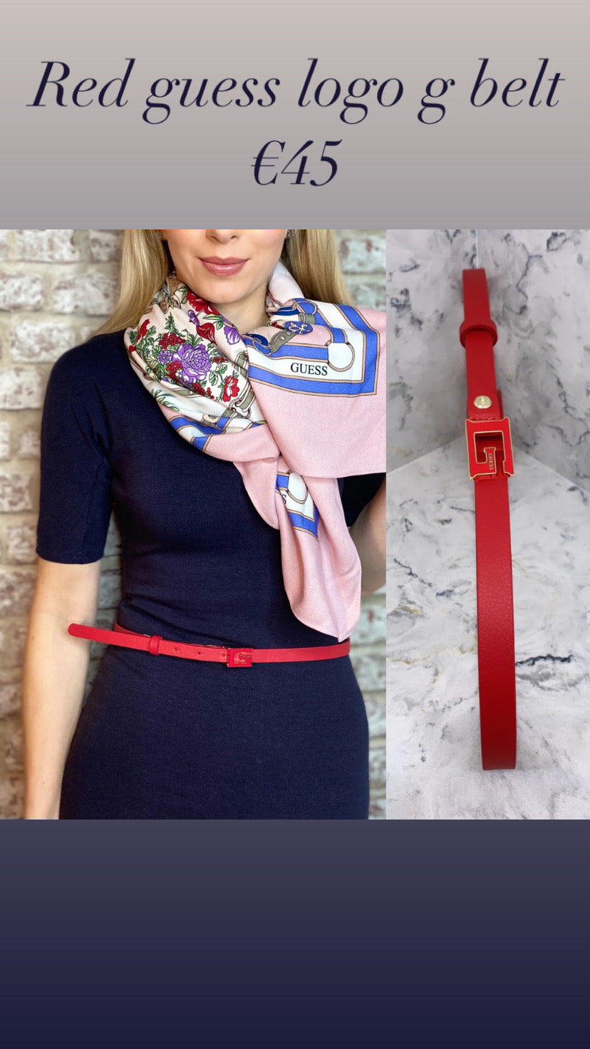 BW7577LEA15 Red guess logo g belt