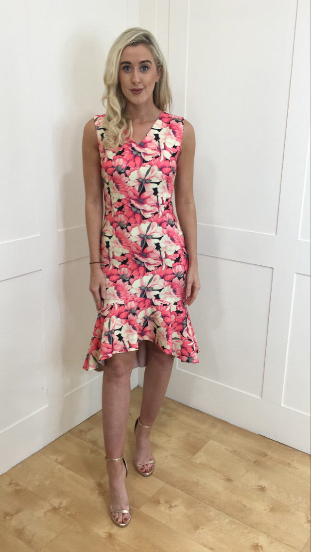 Flora coral floral midi