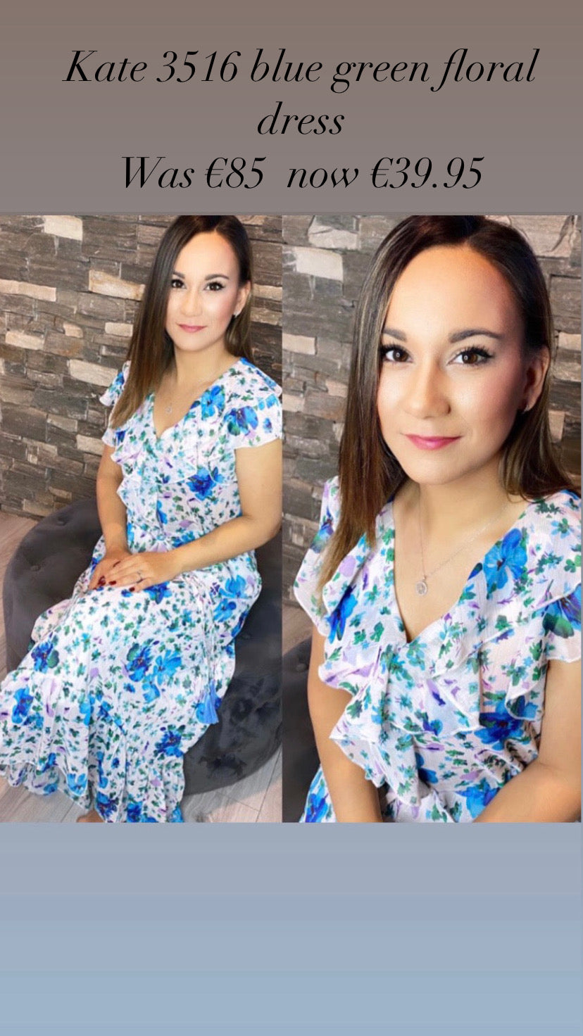 Kate 3516 blue green floral dress
