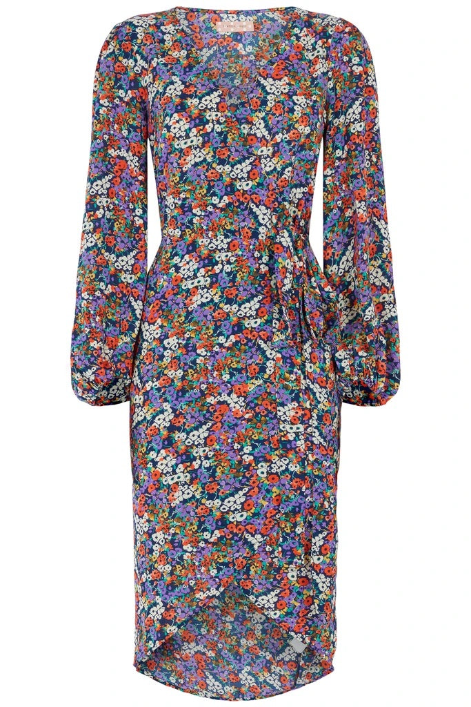 SHRIMP FLORAL DITZY MIDI DRESS traff sale