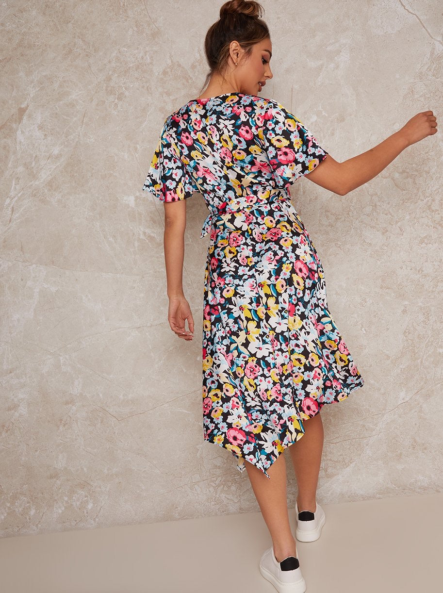 Cait floral print wrap dress