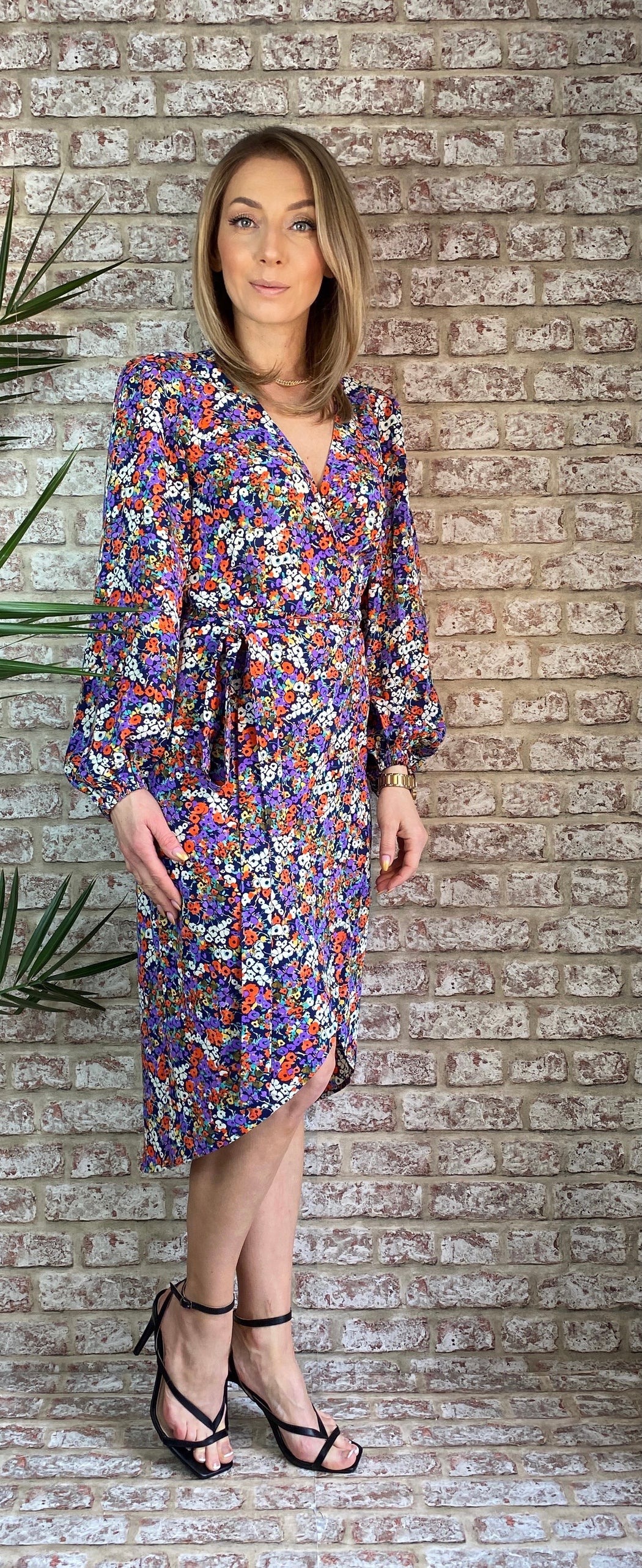 SHRIMP FLORAL DITZY MIDI DRESS traff sale