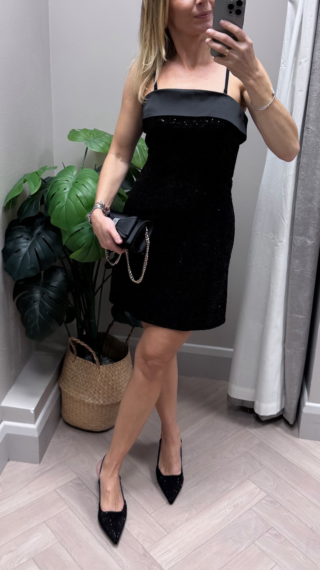 Guess gia mini sequins black dress w6bk45k6923