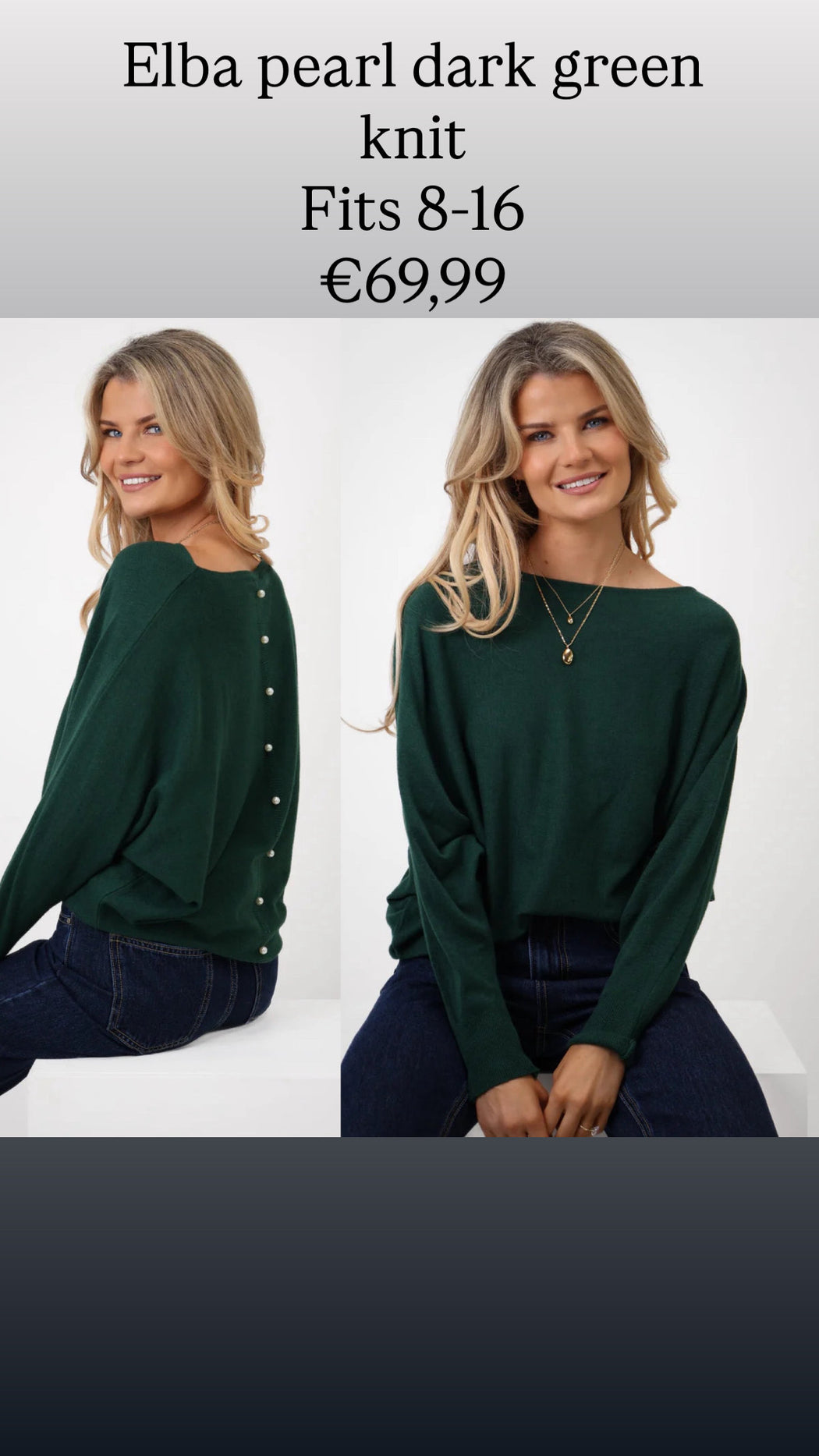 Elba pearl dark green knit