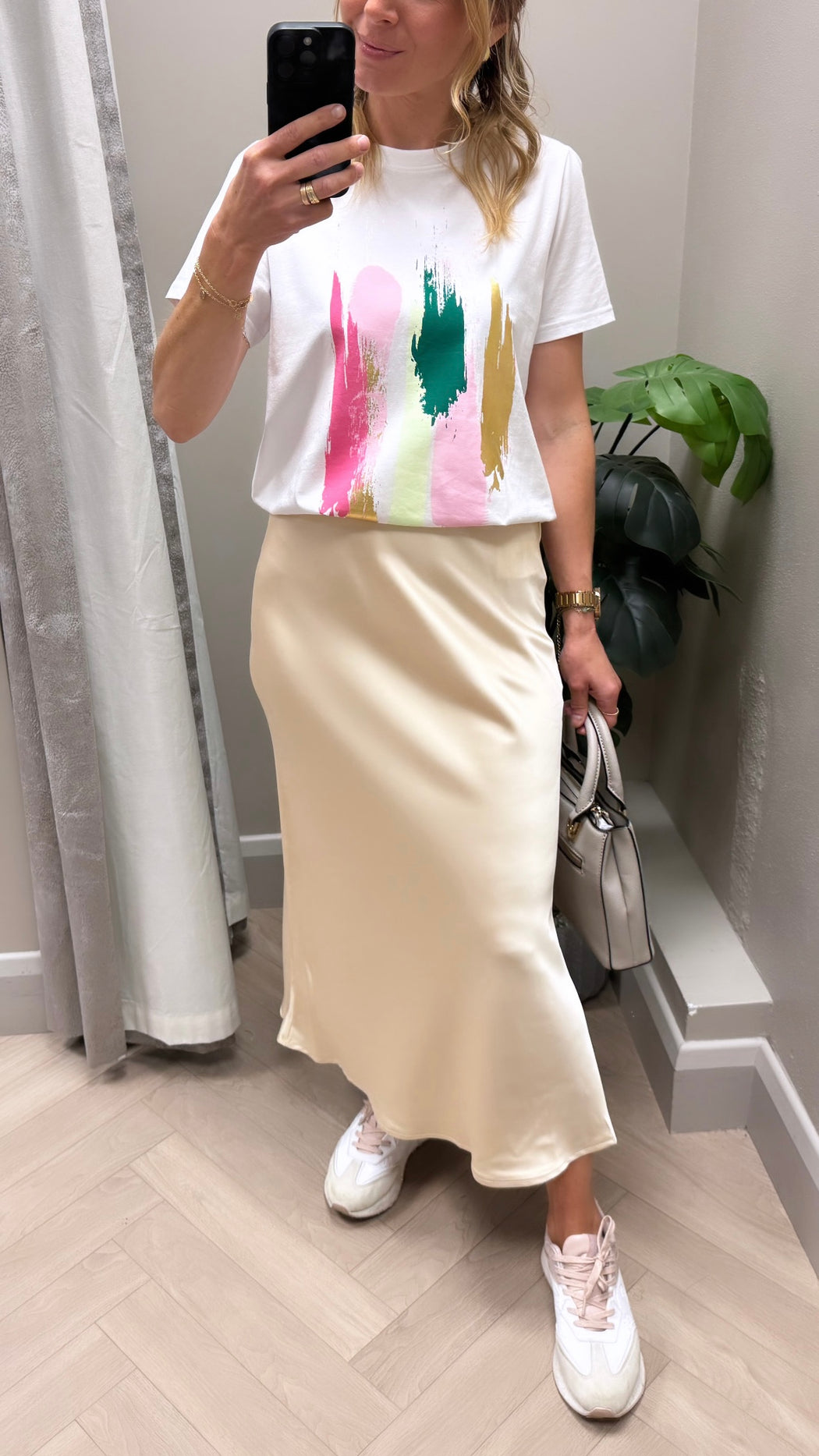 Kansas champagne midi skirt