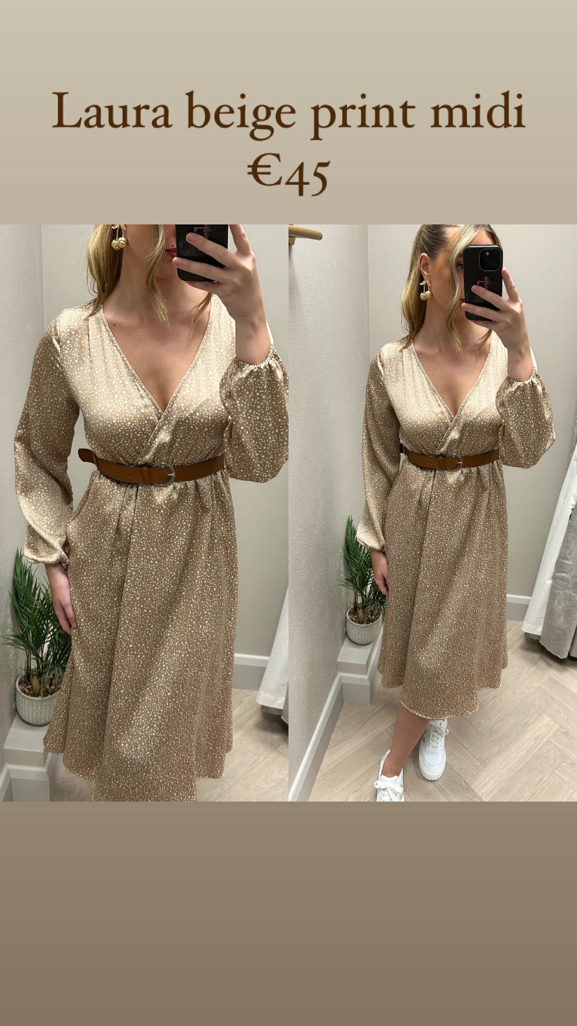 Laura beige print midi