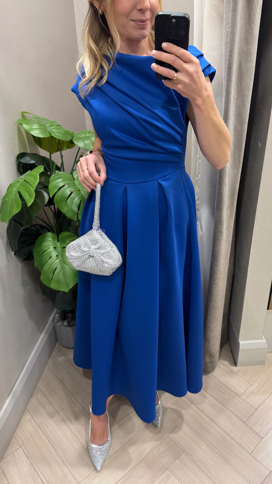 Betty Asymmetric Midi Dress Cobalt
