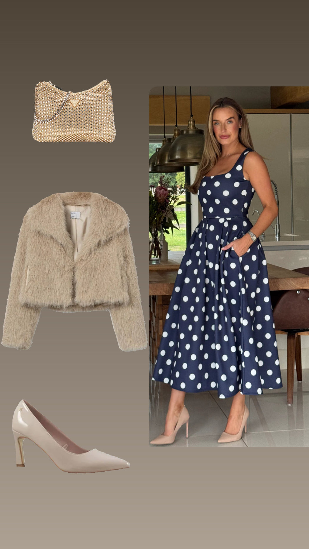 Thretha champagne faux fur jacket