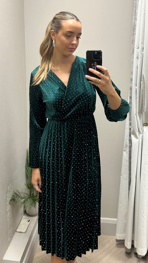 Zara green velvet sparkle midi