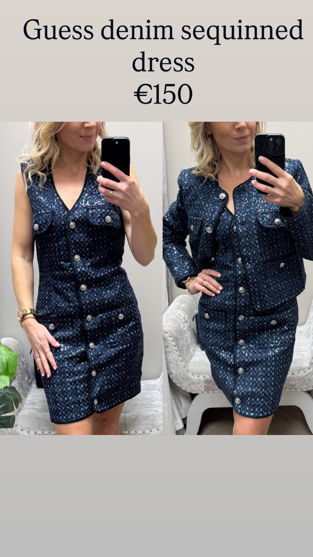 Guess denim sequinned  dress w5bk41d0771