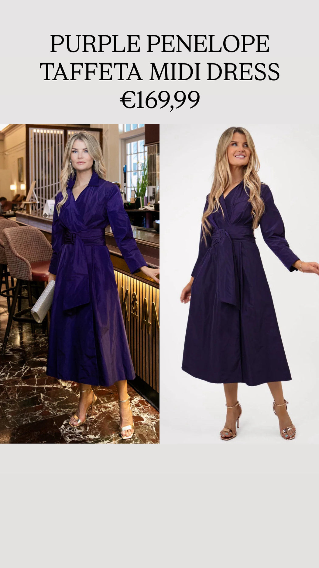 PURPLE PENELOPE TAFFETA MIDI DRESS