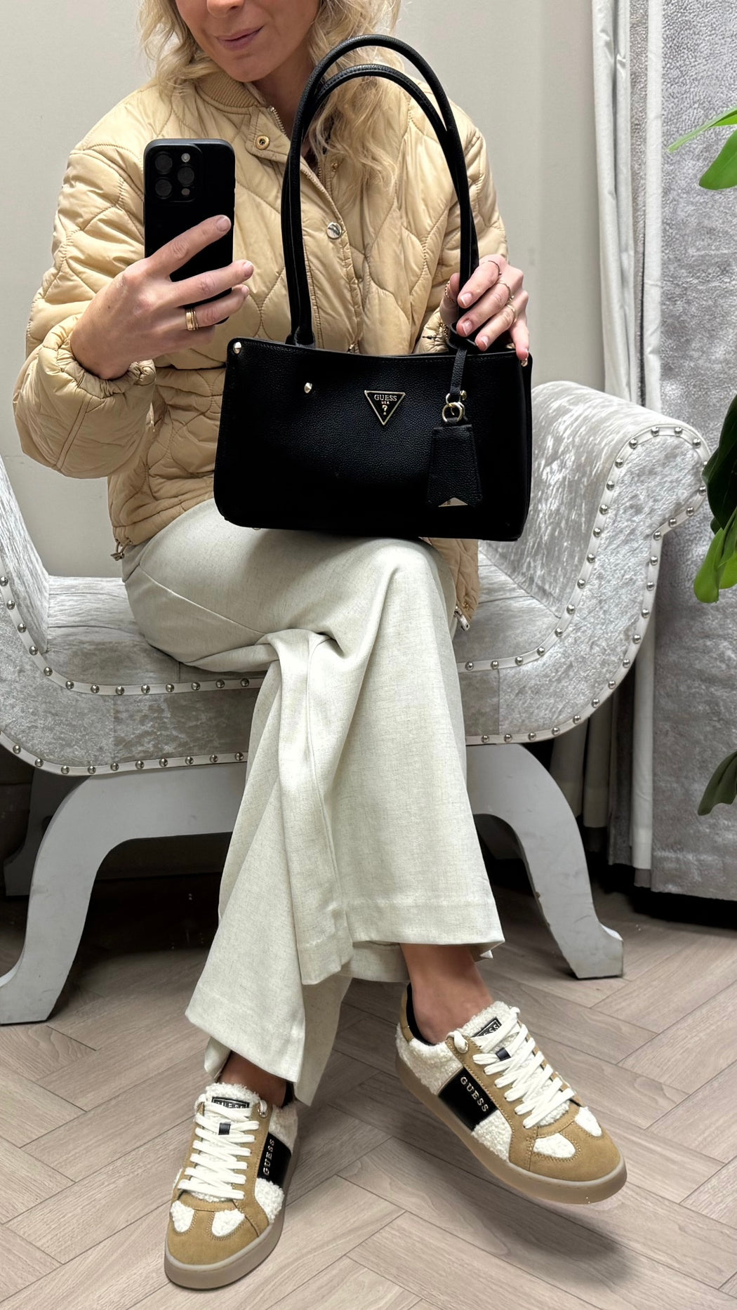 Guess black meridan shoulder bag