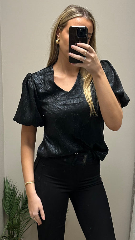 Black Justine puff sleeve top