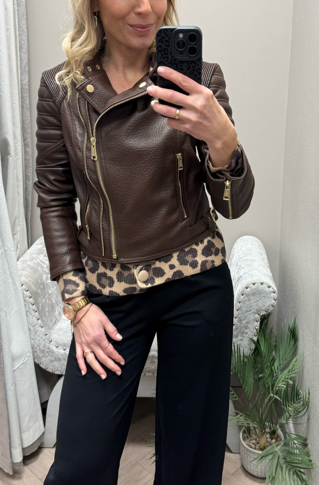 Guess jeannine chocolate brown pu jacket