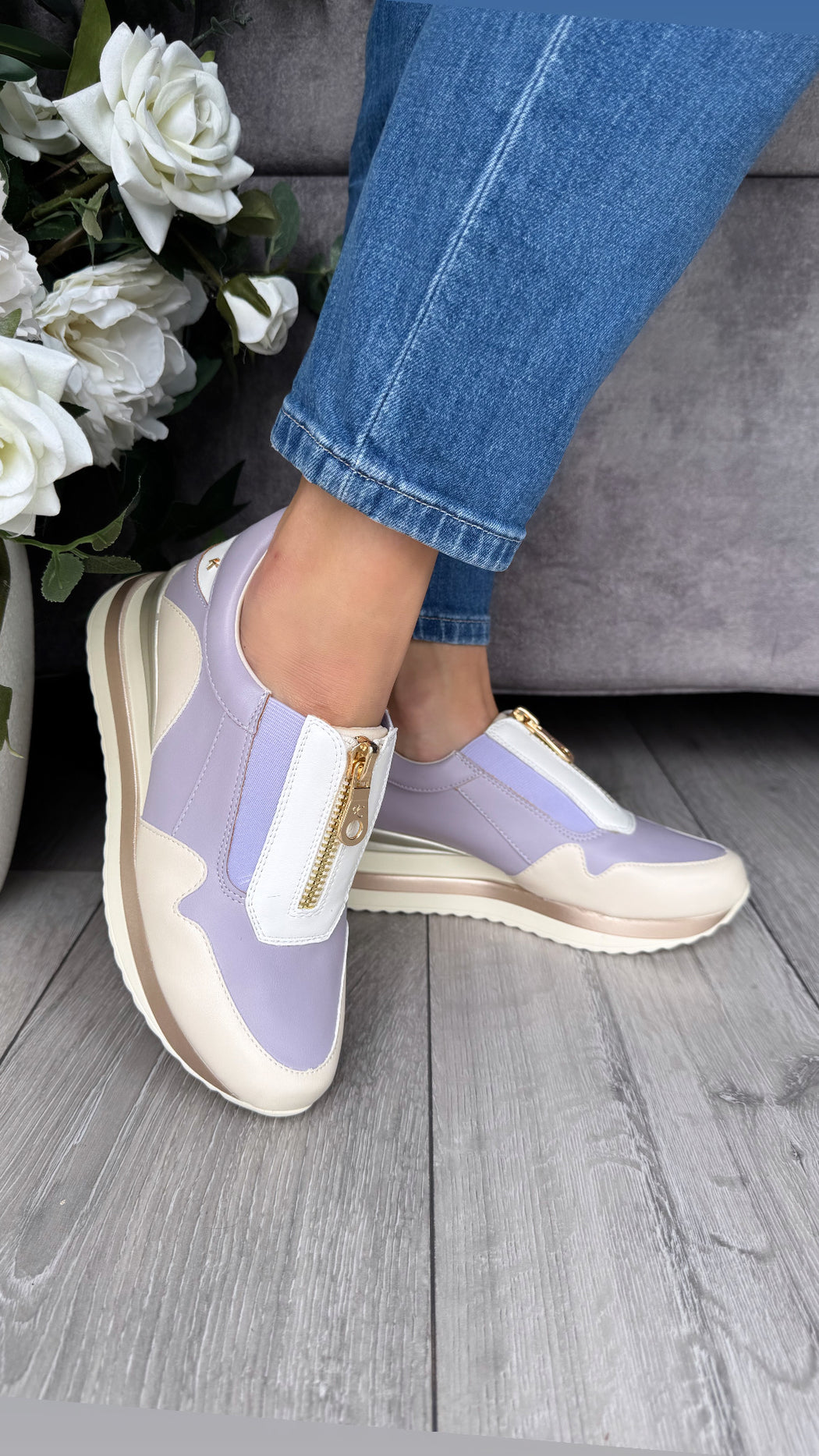 Begbroke Lavender Mash wedge sneaker