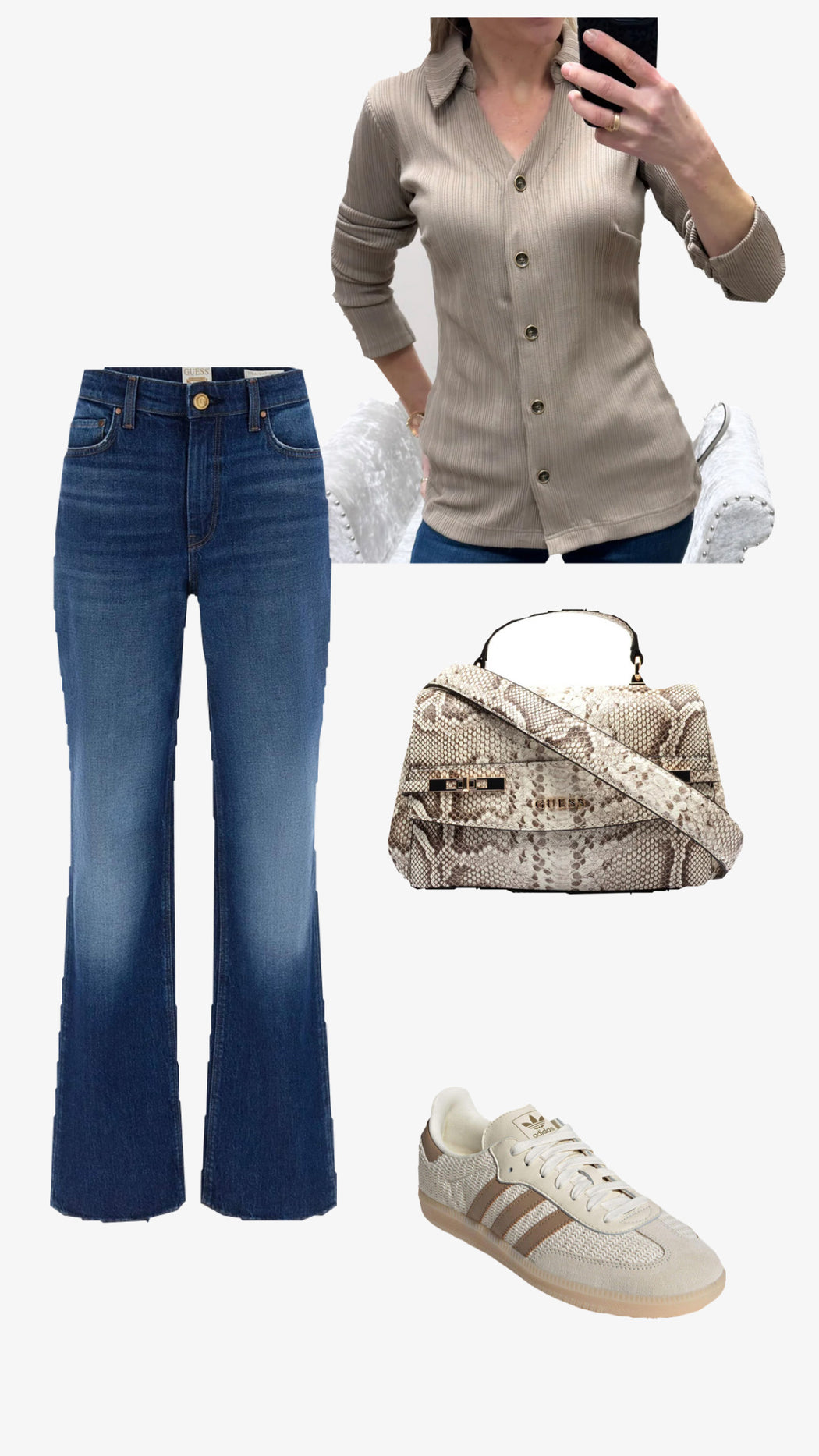 Guess ripped-beige v neck with collar to w6rp18kd032-A10L