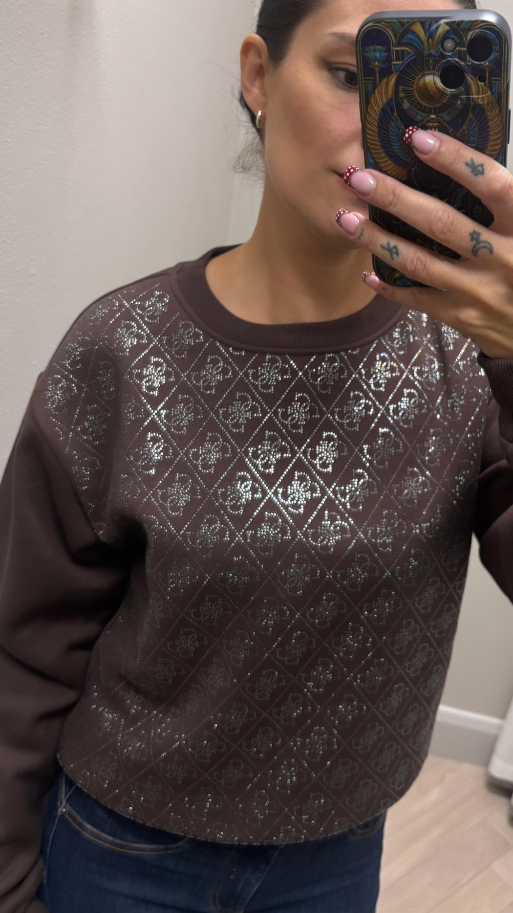 Guess brown  all over logo sweater w6bq14k6060
